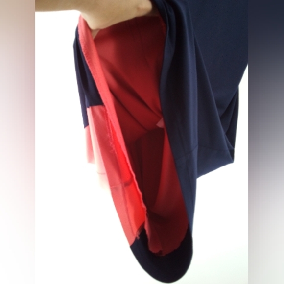 Connected Apparel Coral Pink Navy Blue Sheath Dress Spandex Blend 16 Cap Sleeves - Picture 6 of 8